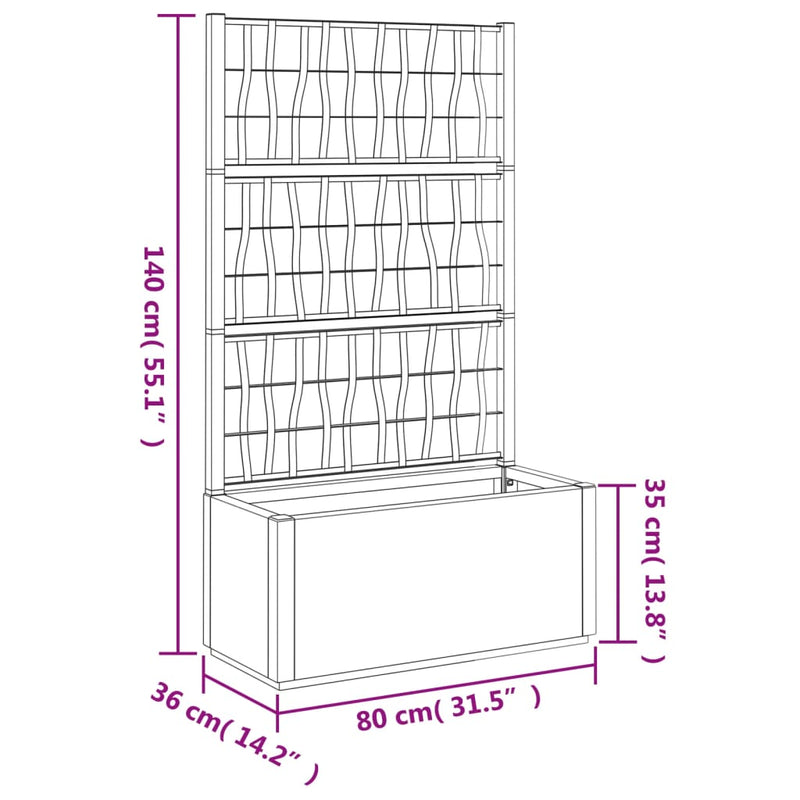 Garden Planter with Trellis White 80x36x140 cm PP