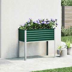vidaXL Garden Planter Green 100x45x90 cm Steel 3