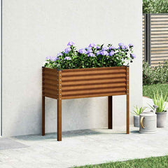 vidaXL Garden Planter Rusty 100 x 41 x 90 cm Galvanised Steel 3