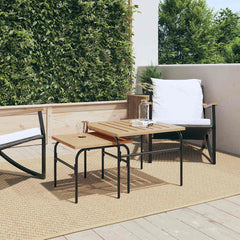 vidaXL Garden Nest of Coffee Tables 2 pcs Brown and Black Steel 3
