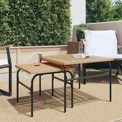 vidaXL Garden Nest of Coffee Tables 2 pcs Brown and Black Steel 1