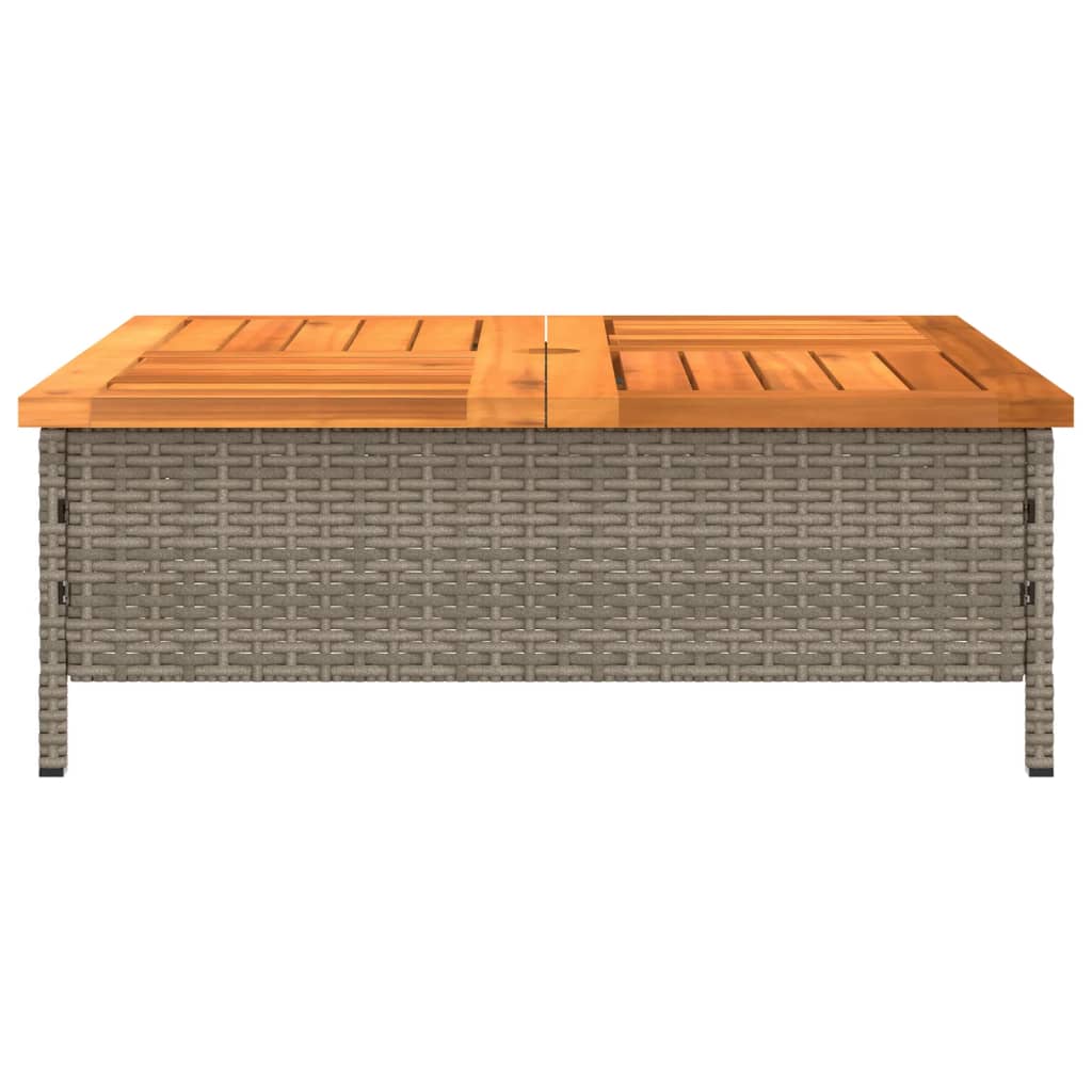 Garden Table 70x70x25 cm Rattan and Acacia Wood Grey