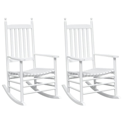 Rocking Chairs with Curved Seats 2 pcs White Solid Wood Fir