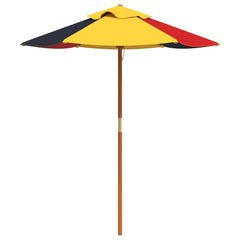 Picnic Table for 4 Kids with Umbrella Solid Wood Fir Brown and multicolour