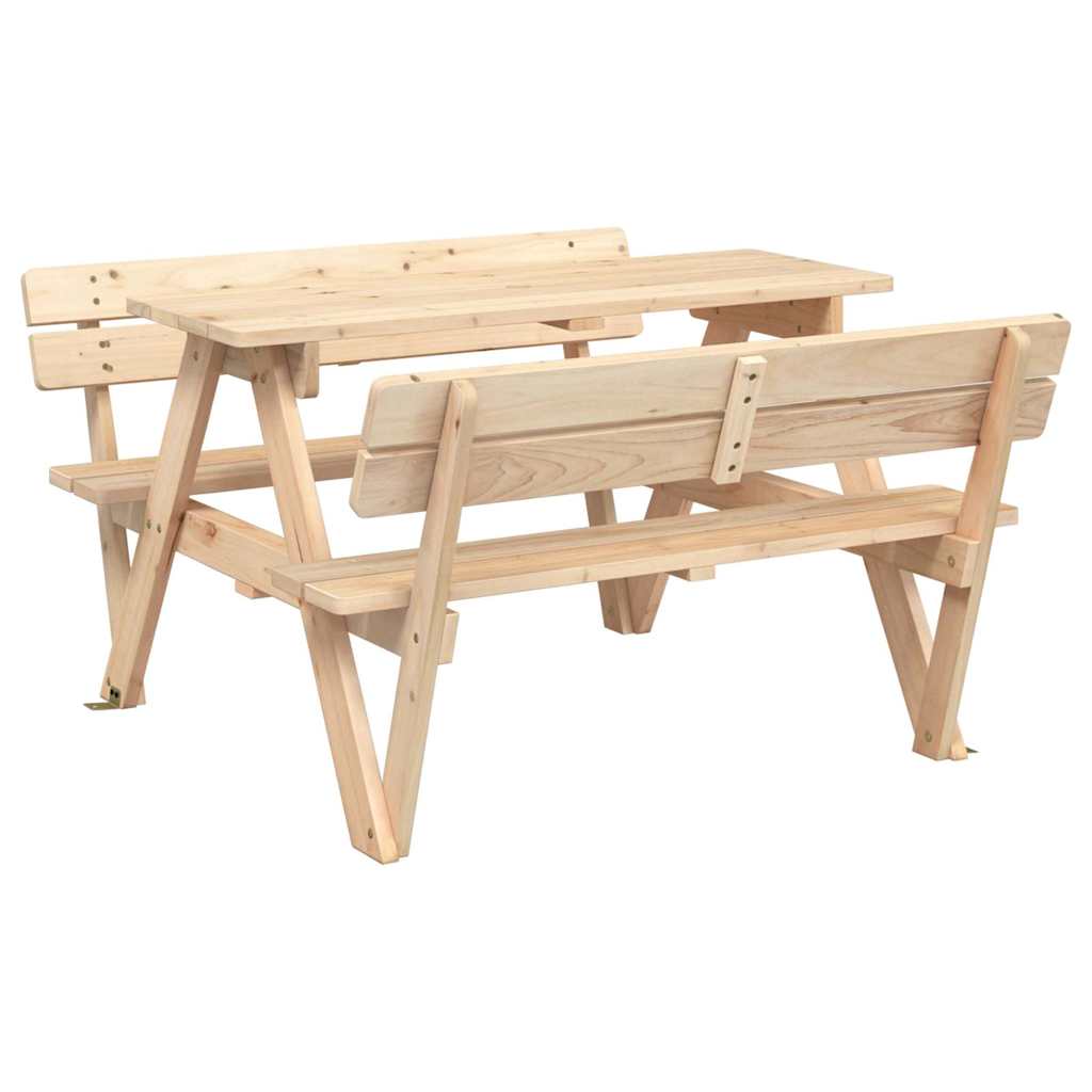 Picnic Table for 4 Kids with Umbrella Solid Wood Fir Brown and multicolour
