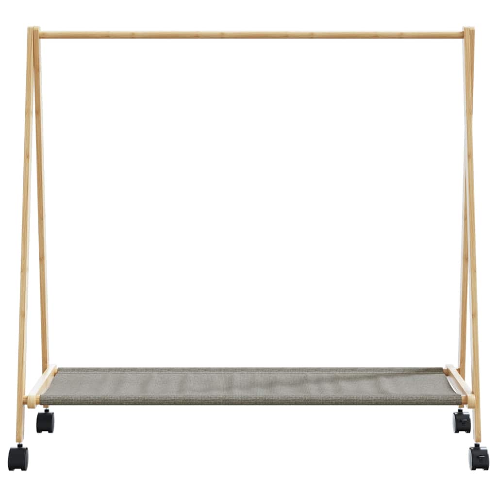 vidaXL Clothes Rack with Shelves and Wheels 106x34x106.5 cm Bamboo 4
