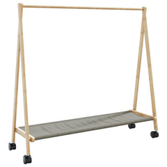 vidaXL Clothes Rack with Shelves and Wheels 106x34x106.5 cm Bamboo 6