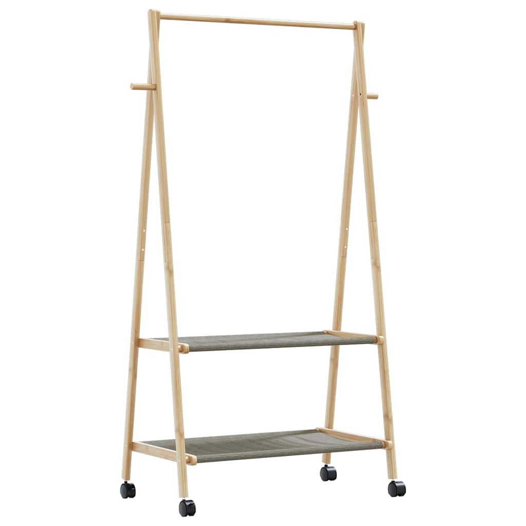 vidaXL Clothes Rack with Shelves and Wheels 96x45.5x155.5 cm Bamboo 1