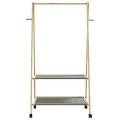 vidaXL Clothes Rack with Shelves and Wheels 96x45.5x155.5 cm Bamboo 4