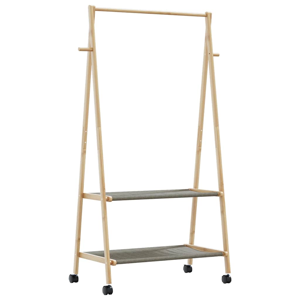 vidaXL Clothes Rack with Shelves and Wheels 96x45.5x155.5 cm Bamboo 6
