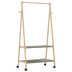 vidaXL Clothes Rack with Shelves and Wheels 96x45.5x155.5 cm Bamboo 6