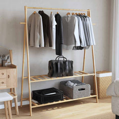 vidaXL Clothes Rack with Shelves 132x45.5x150.5 cm Bamboo 3