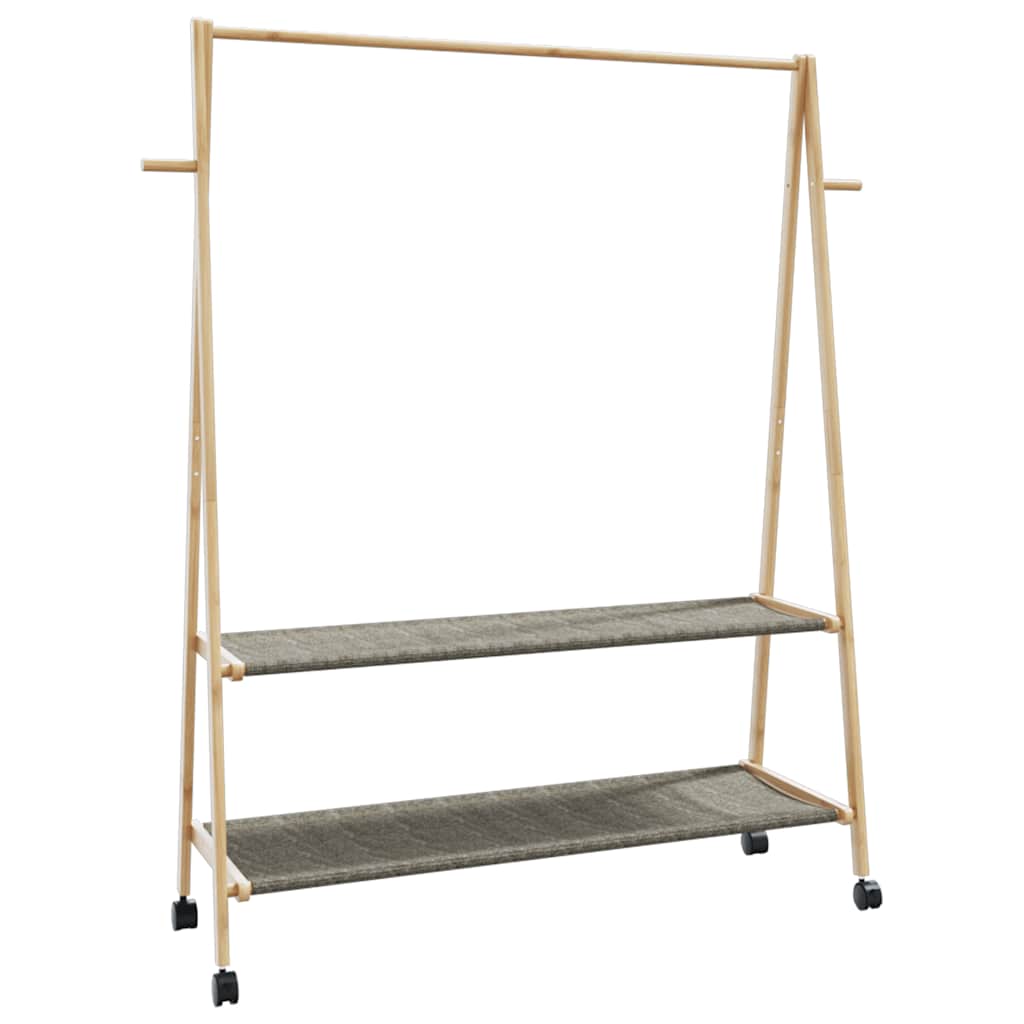 vidaXL Clothes Rack with Shelves and Wheels 132x45.5x155.5 cm Bamboo 1