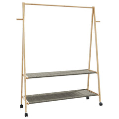 vidaXL Clothes Rack with Shelves and Wheels 132x45.5x155.5 cm Bamboo 1