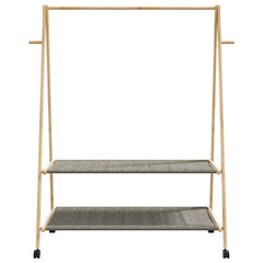 vidaXL Clothes Rack with Shelves and Wheels 132x45.5x155.5 cm Bamboo 4