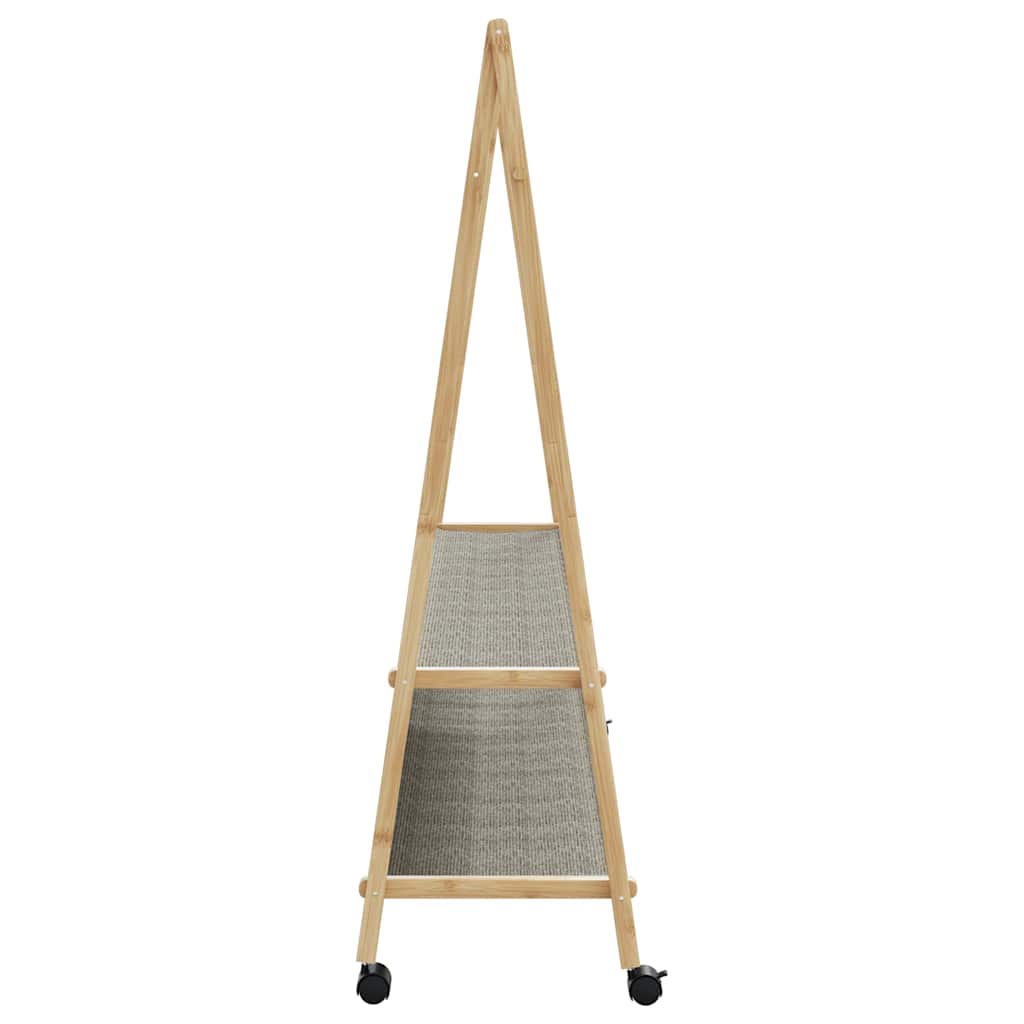 vidaXL Clothes Rack with Shelves and Wheels 132x45.5x155.5 cm Bamboo 5
