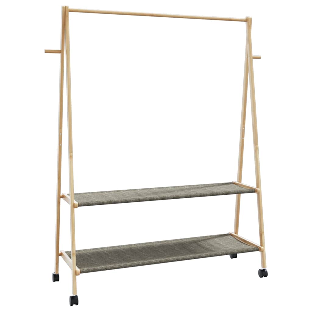 vidaXL Clothes Rack with Shelves and Wheels 132x45.5x155.5 cm Bamboo 6