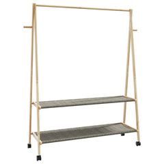 vidaXL Clothes Rack with Shelves and Wheels 132x45.5x155.5 cm Bamboo 6