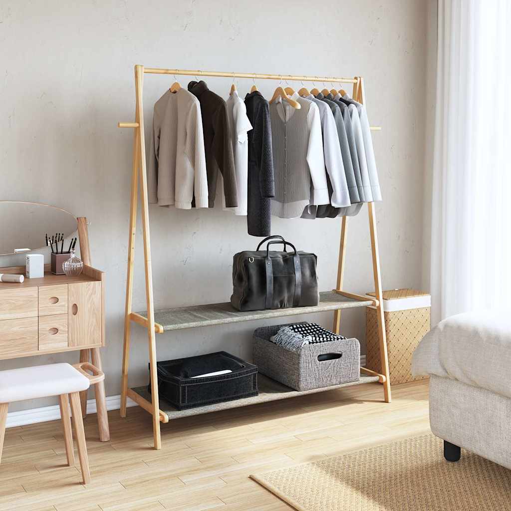 vidaXL Clothes Rack with Shelves 132x45.5x150.5 cm Bamboo 2