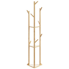 vidaXL Coat Stand with Hooks and Shelves 39x33x166 cm Bamboo 3