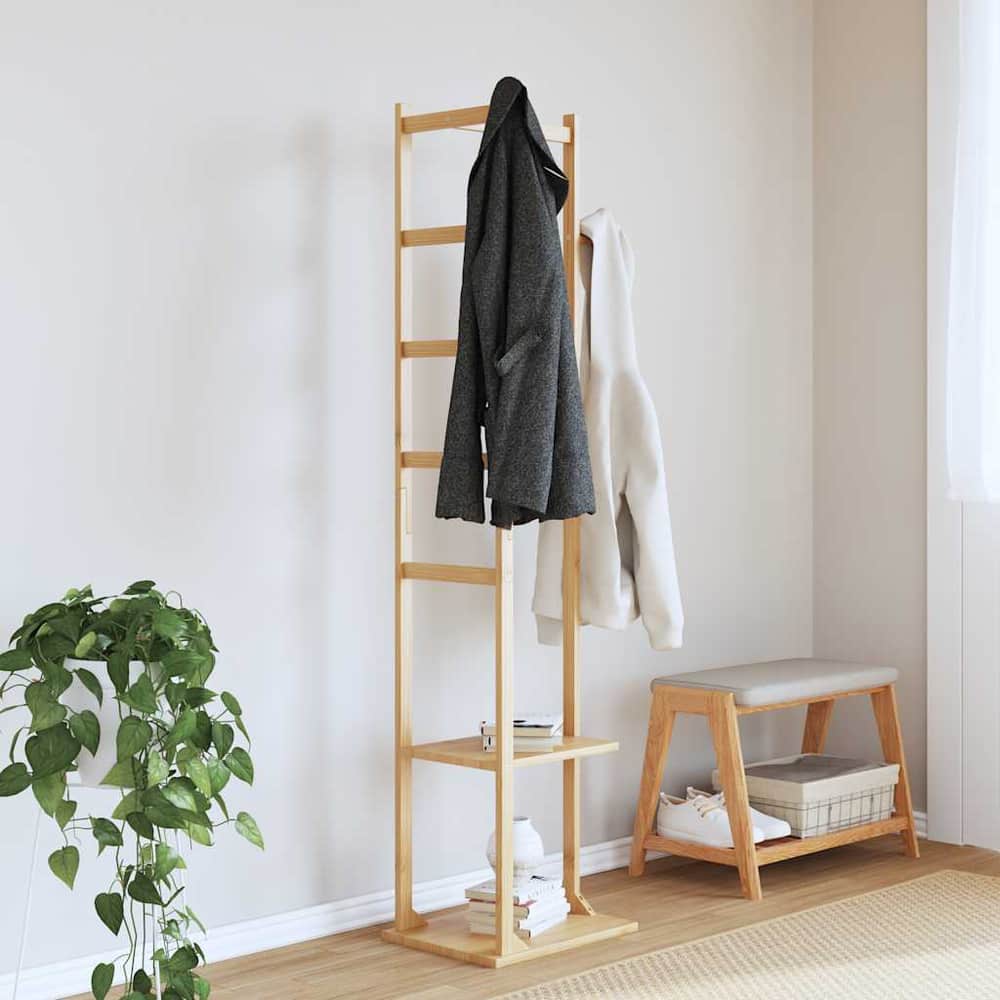 vidaXL Coat Stand with Hooks and Shelves 38,5x30x156 cm Bamboo 1