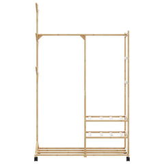 vidaXL Clothes Rack with Shelves and Wheels 100x38x175,5 cm Bamboo 4