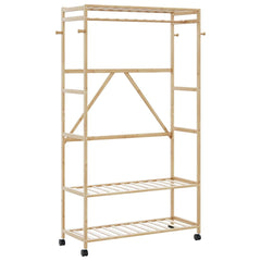 vidaXL Clothes Rack with Shelves and Wheels 110x40x180 cm Bamboo 1