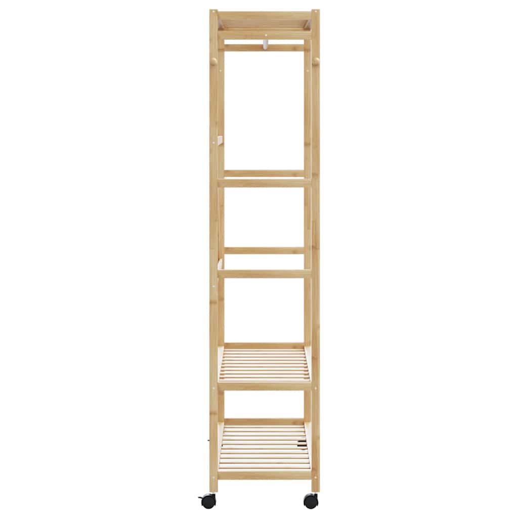 vidaXL Clothes Rack with Shelves and Wheels 110x40x180 cm Bamboo 4
