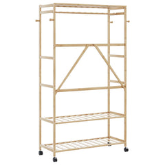 vidaXL Clothes Rack with Shelves and Wheels 110x40x180 cm Bamboo 5
