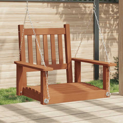Garden Swing Chair with Metal Chains Solid Wood Fir Brown 73.5 x 65 x 63 cm
