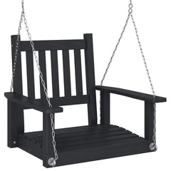 Garden Swing Chair with Metal Chains Solid Wood Fir Black 73.5 x 65 x 63 cm
