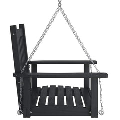 Garden Swing Chair with Metal Chains Solid Wood Fir Black 73.5 x 65 x 63 cm