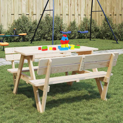 Picnic Table for 4 Kids with Umbrella Solid Wood Fir Natural