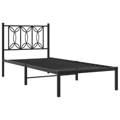 vidaXL Metal Bed Frame without Mattress with Headboard Black 80x200cm 3