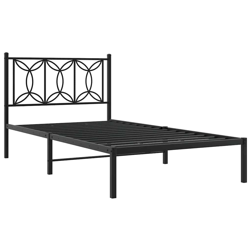 vidaXL Metal Bed Frame without Mattress with Headboard Black 107x203cm 3