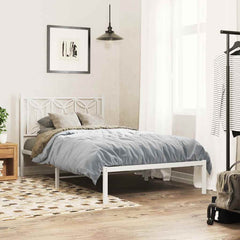 Metal Bed Frame without Mattress with Headboard White 100 cm 200 cm