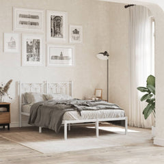Metal Bed Frame without Mattress with Headboard White 120 cm 190 cm