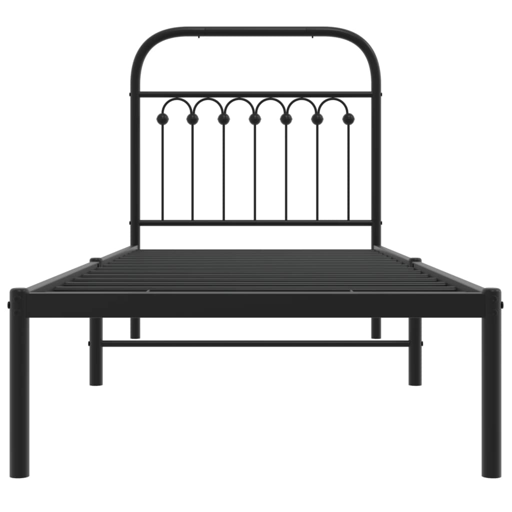 vidaXL Metal Bed Frame without Mattress with Headboard Black 80x200cm 4