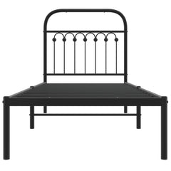 vidaXL Metal Bed Frame without Mattress with Headboard Black 80x200cm 4