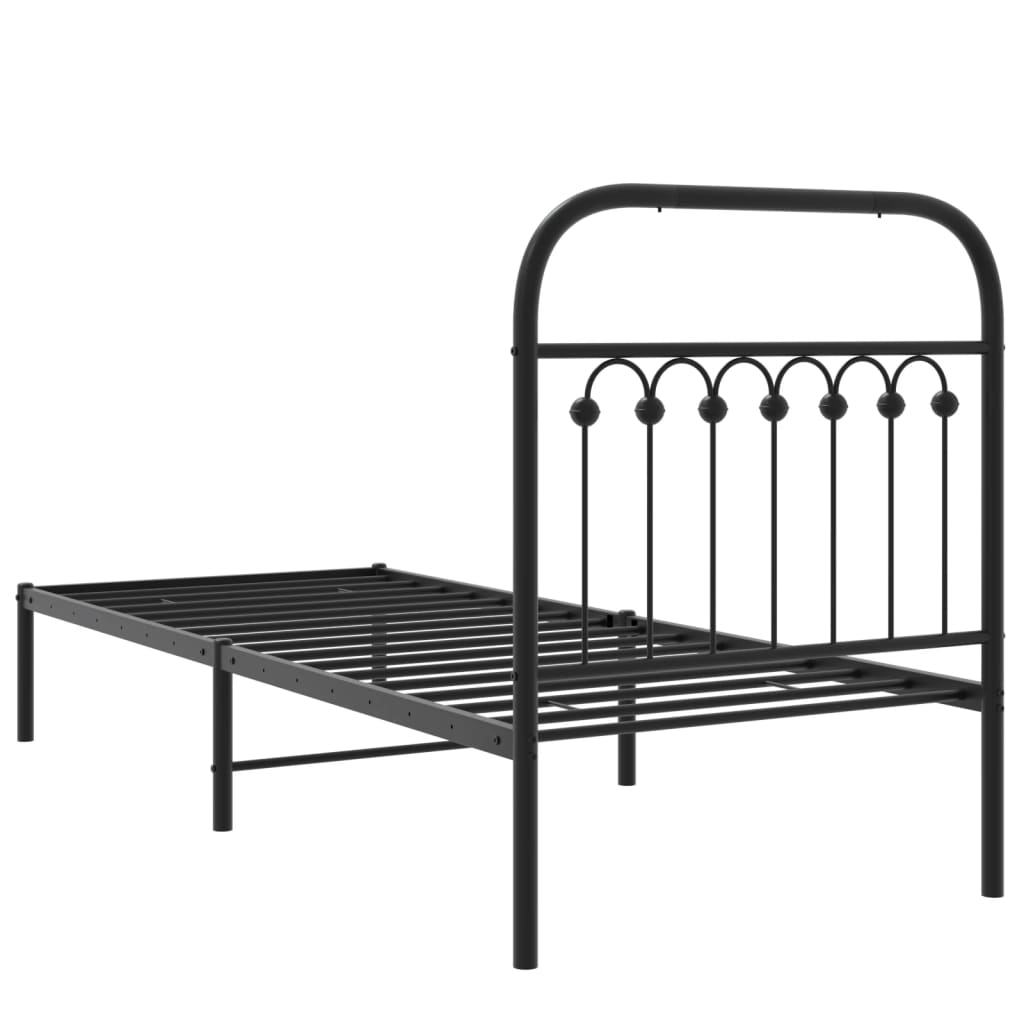 vidaXL Metal Bed Frame without Mattress with Headboard Black 80x200cm 6
