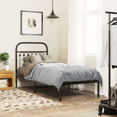 vidaXL Metal Bed Frame without Mattress with Headboard Black 80x200cm 1