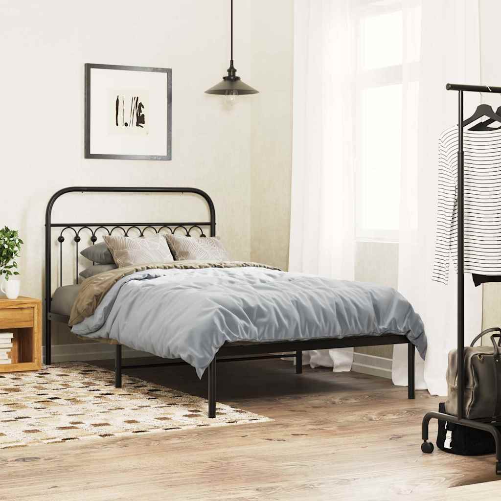 vidaXL Metal Replace Headboard Black 107 cm 3