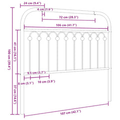 vidaXL Metal Replace Headboard Black 107 cm 6