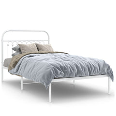 Metal Bed Frame without Mattress with Headboard White 100 cm 190 cm