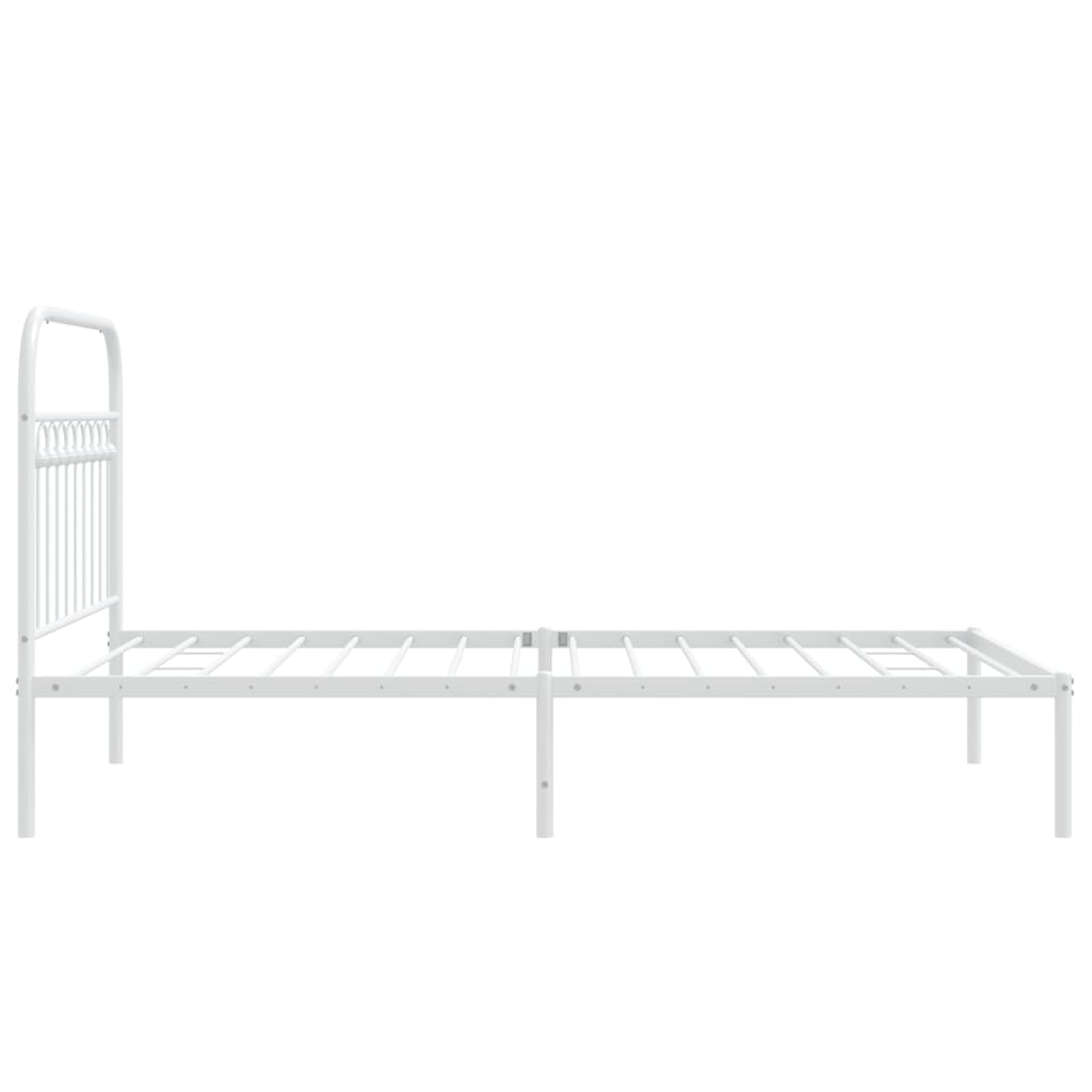 Metal Bed Frame without Mattress with Headboard White 100 cm 190 cm
