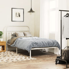 Metal Bed Frame without Mattress with Headboard White 100 cm 190 cm