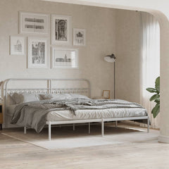 Metal Bed Frame without Mattress with Headboard White 200 cm 200 cm