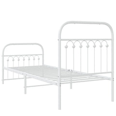 vidaXL Metal Bed Frame without Mattress with Footboard White 75x190cm 6