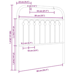 vidaXL Metal Replace Headboard White 90 cm 6