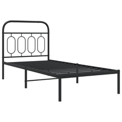 Metal Bed Frame without Mattress with Headboard Black 90 cm 190 cm